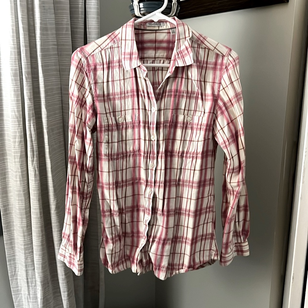 Toad & Co Pink & White Plaid shirt - Size S